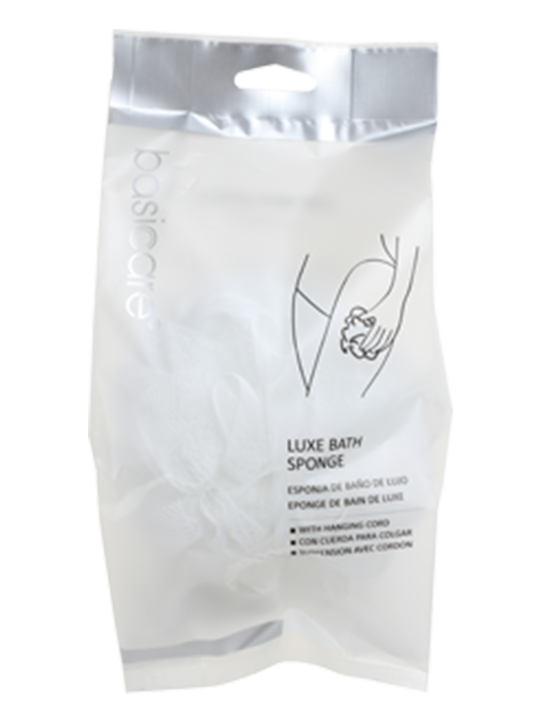 Luxe Bath Sponge With Hanging Cord -White-0
