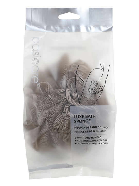 Luxe Bath Sponge With Hanging Corde- Gray-0