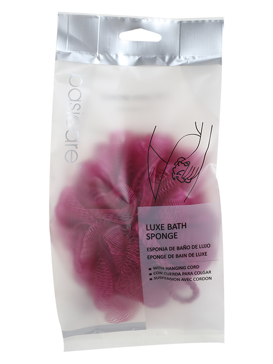 Luxe Bath Sponge With Hanging Cord-Red-0