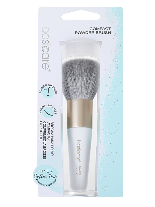 Compact powder brush with pure natural bristles for smooth pressed powder application-0