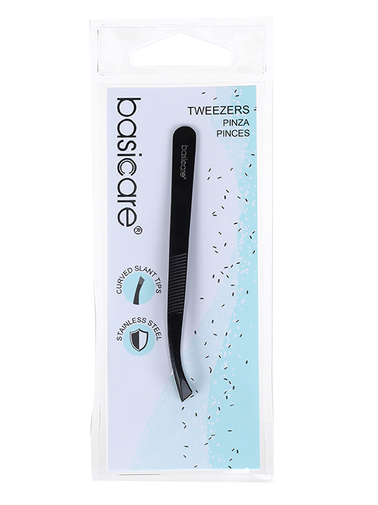 Tweezer -Stainless Steel Matt Black Curved Slant Tips-0